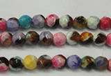 CAG5661 15 inches 4mm faceted round fire crackle agate beads