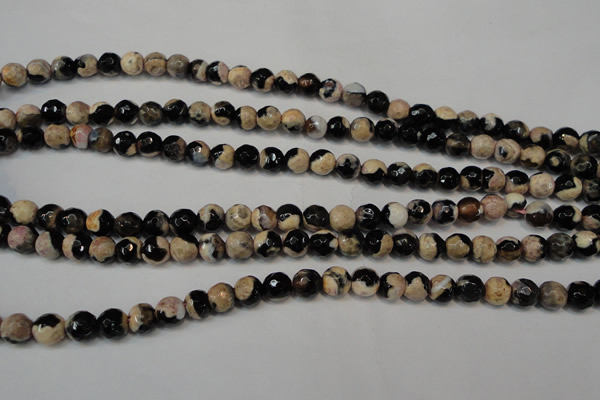 CAG5666 15 inches 6mm faceted round fire crackle agate beads