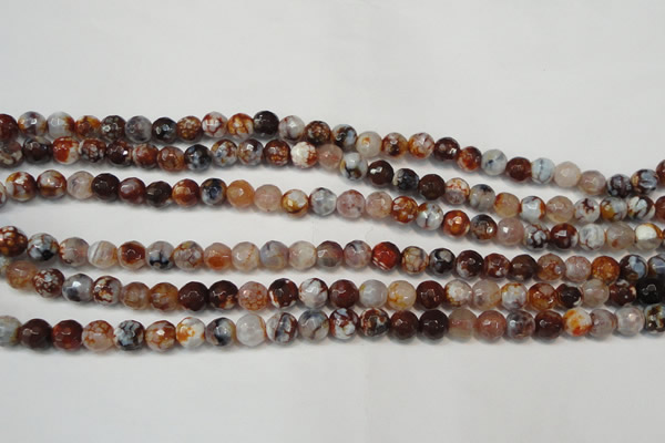 CAG5667 15 inches 6mm faceted round fire crackle agate beads