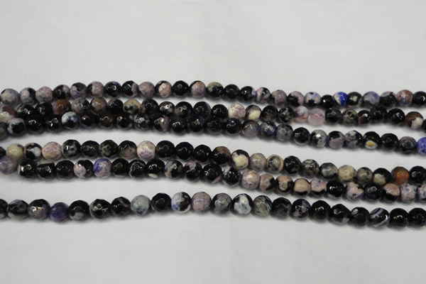 CAG5668 15 inches 6mm faceted round fire crackle agate beads