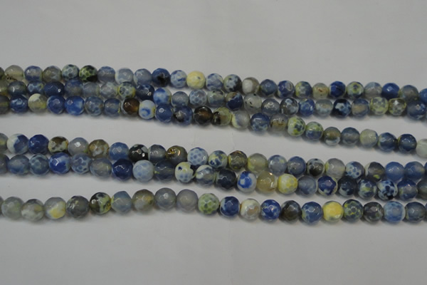 CAG5669 15 inches 6mm faceted round fire crackle agate beads