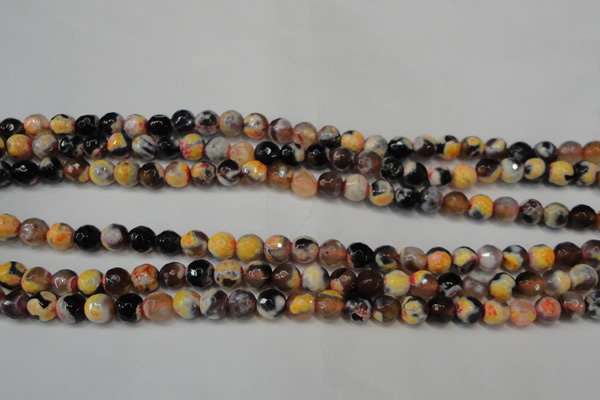 CAG5671 15 inches 6mm faceted round fire crackle agate beads