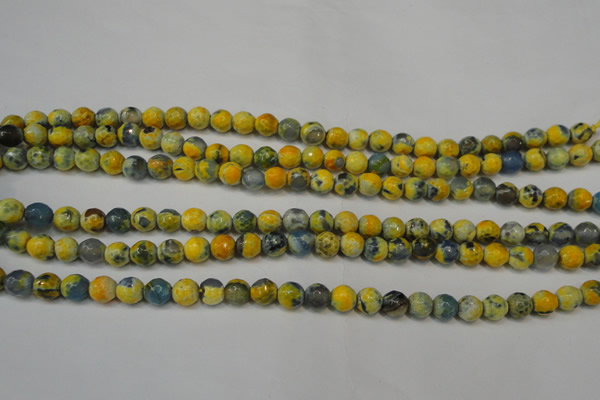 CAG5673 15 inches 6mm faceted round fire crackle agate beads