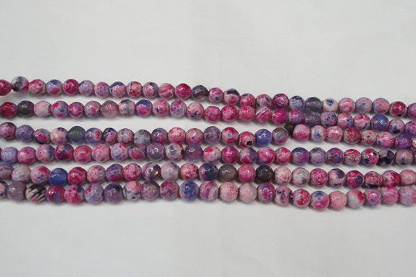 CAG5674 15 inches 6mm faceted round fire crackle agate beads