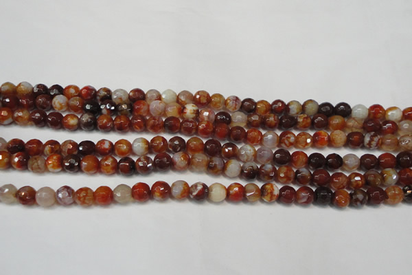 CAG5675 15 inches 6mm faceted round fire crackle agate beads