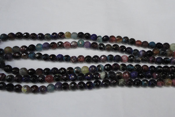 CAG5677 15 inches 6mm faceted round fire crackle agate beads