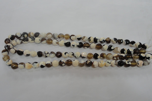 CAG5681 15 inches 8mm faceted round fire crackle agate beads