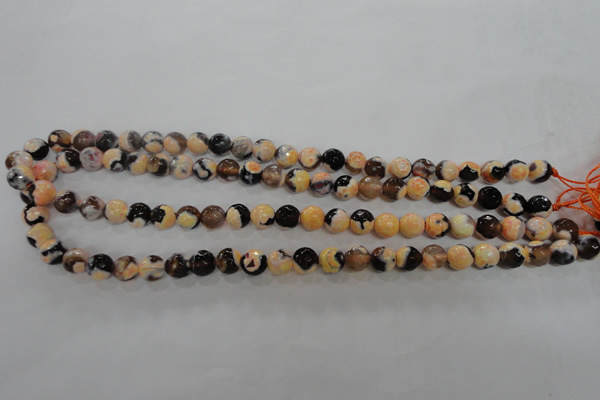 CAG5682 15 inches 8mm faceted round fire crackle agate beads