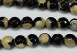 CAG5683 15 inches 8mm faceted round fire crackle agate beads