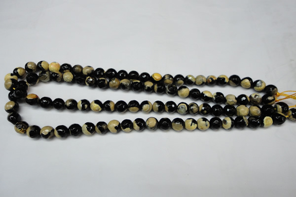 CAG5683 15 inches 8mm faceted round fire crackle agate beads