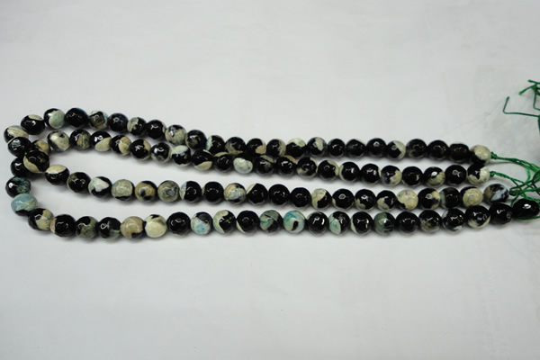 CAG5684 15 inches 8mm faceted round fire crackle agate beads