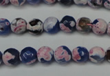 CAG5687 15 inches 8mm faceted round fire crackle agate beads