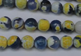 CAG5688 15 inches 8mm faceted round fire crackle agate beads