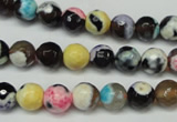 CAG5690 15 inches 8mm faceted round fire crackle agate beads