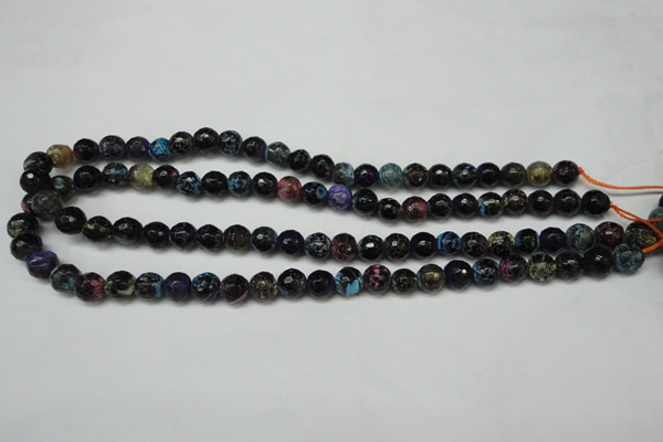 CAG5694 15 inches 8mm faceted round fire crackle agate beads