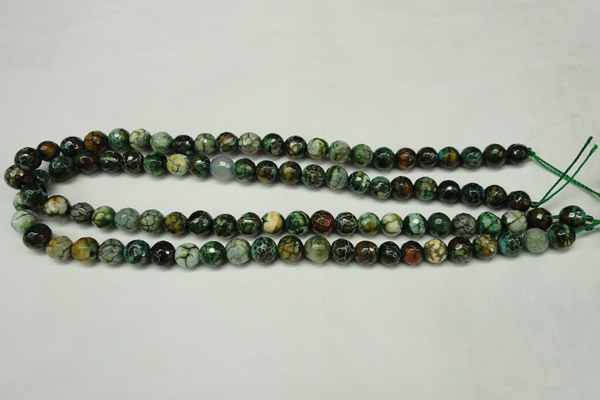 CAG5696 15 inches 8mm faceted round fire crackle agate beads