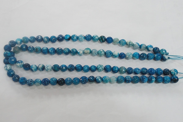 CAG5697 15 inches 8mm faceted round fire crackle agate beads