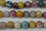 CAG5700 15 inches 8mm faceted round fire crackle agate beads