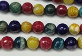 CAG5701 15 inches 8mm faceted round fire crackle agate beads