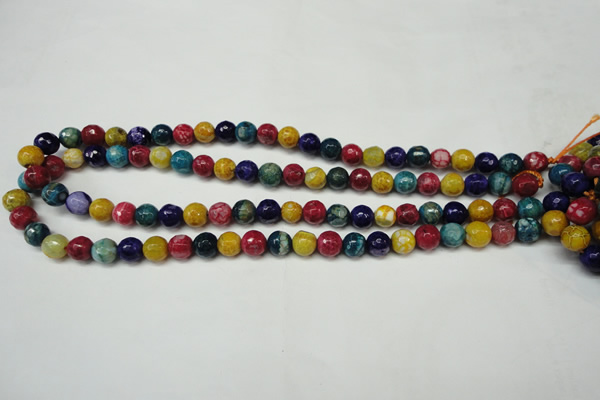 CAG5701 15 inches 8mm faceted round fire crackle agate beads