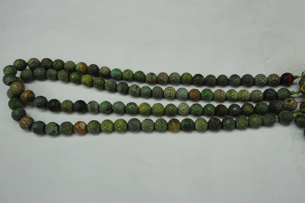 CAG5702 15 inches 8mm faceted round fire crackle agate beads