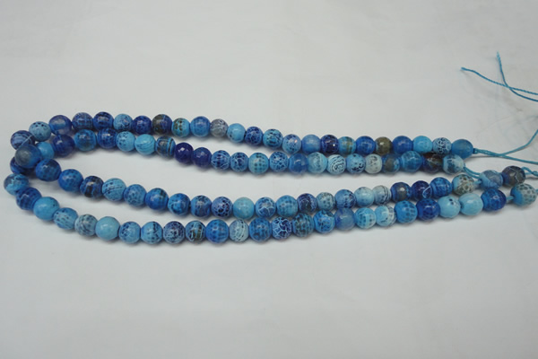 CAG5703 15 inches 8mm faceted round fire crackle agate beads