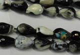 CAG5710 15 inches 8*12mm faceted teardrop fire crackle agate beads