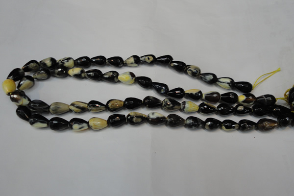 CAG5712 15 inches 8*12mm faceted teardrop fire crackle agate beads