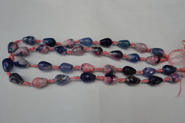 CAG5715 15 inches 10*14mm faceted teardrop fire crackle agate beads