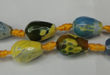 CAG5716 15 inches 10*14mm faceted teardrop fire crackle agate beads