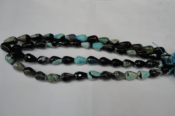 CAG5717 15 inches 10*14mm faceted teardrop fire crackle agate beads