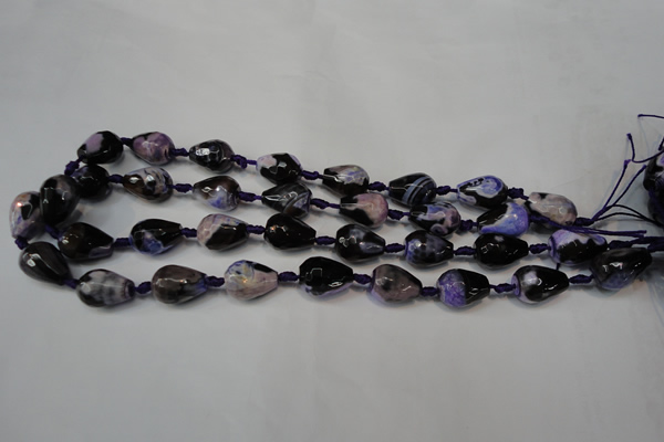 CAG5720 15 inches 12*16mm faceted teardrop fire crackle agate beads