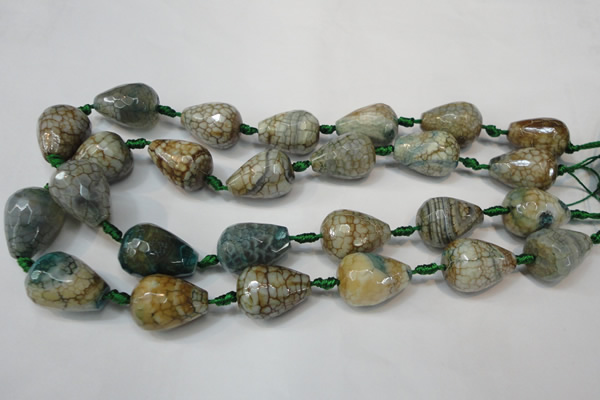 CAG5731 15 inches 15*20mm faceted teardrop fire crackle agate beads