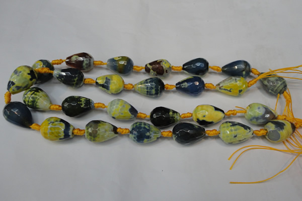 CAG5739 15 inches 15*20mm faceted teardrop fire crackle agate beads