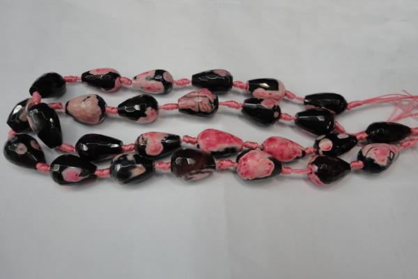 CAG5741 15 inches 15*20mm faceted teardrop fire crackle agate beads