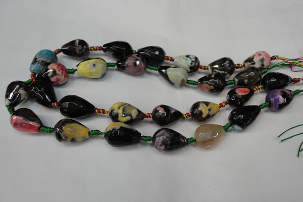 CAG5746 15 inches 15*20mm faceted teardrop fire crackle agate beads