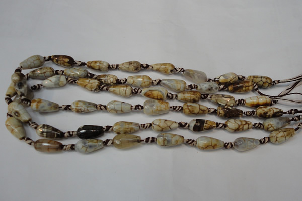 CAG5755 15 inches 8*16mm faceted teardrop fire crackle agate beads