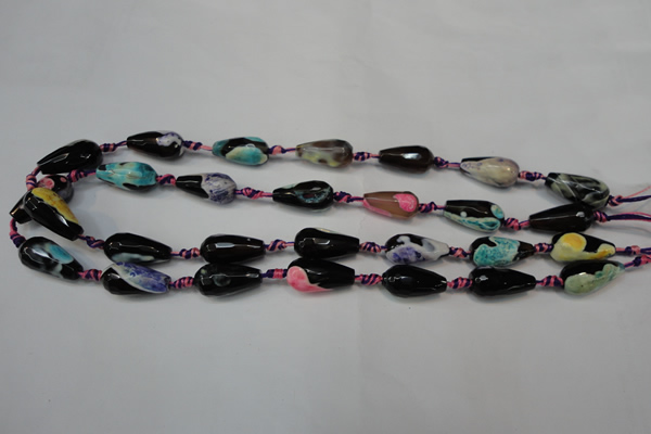 CAG5757 15 inches 10*20mm faceted teardrop fire crackle agate beads