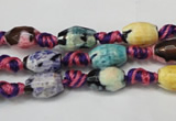 CAG5770 15 inches 6*9mm faceted rice fire crackle agate beads