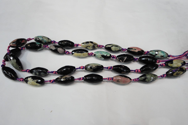 CAG5777 15 inches 10*20mm faceted rice fire crackle agate beads