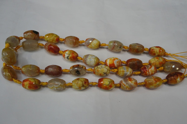 CAG5780 15 inches 12*16mm faceted rice fire crackle agate beads