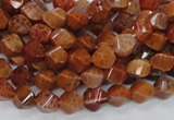 CAG580 15.5 inches 8*10mm faceted & twisted rice natural fire agate beads