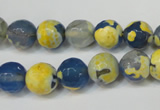 CAG5805 15 inches 10mm faceted round fire crackle agate beads