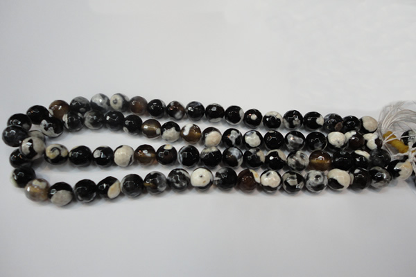 CAG5807 15 inches 10mm faceted round fire crackle agate beads