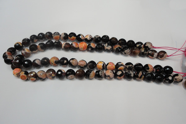 CAG5808 15 inches 10mm faceted round fire crackle agate beads