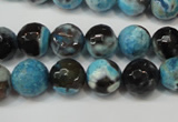 CAG5812 15 inches 10mm faceted round fire crackle agate beads