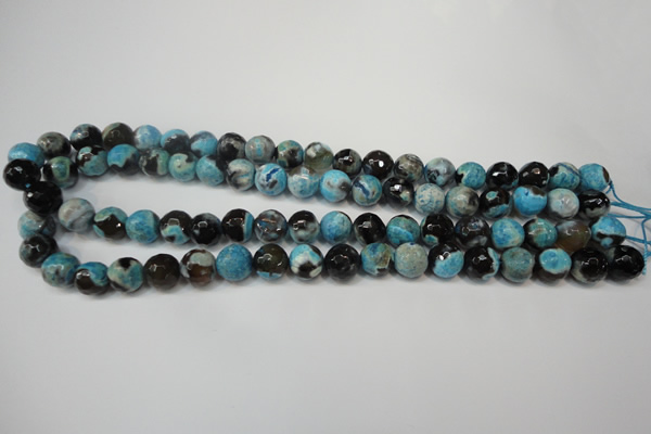 CAG5812 15 inches 10mm faceted round fire crackle agate beads