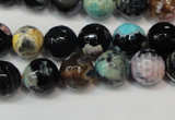 CAG5813 15 inches 10mm faceted round fire crackle agate beads