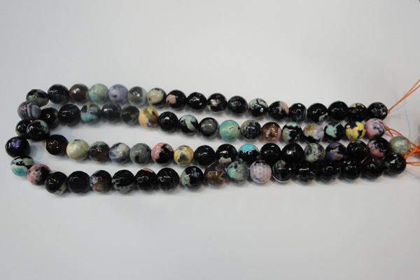 CAG5813 15 inches 10mm faceted round fire crackle agate beads