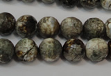 CAG5815 15 inches 10mm faceted round fire crackle agate beads